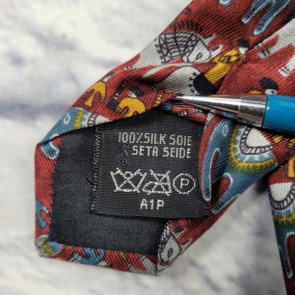 Dunhill Silk Primitive Horse & Elephant Print Tie - Picture 5 of 14